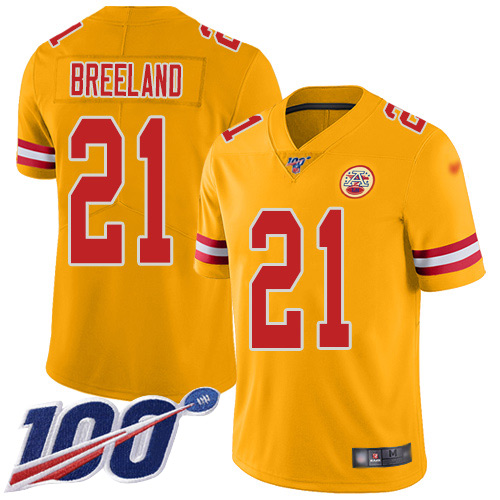 Men Kansas City Chiefs #21 Breeland Bashaud Limited Gold Inverted Legend 100th Season Football Nike NFL Jersey->youth nfl jersey->Youth Jersey